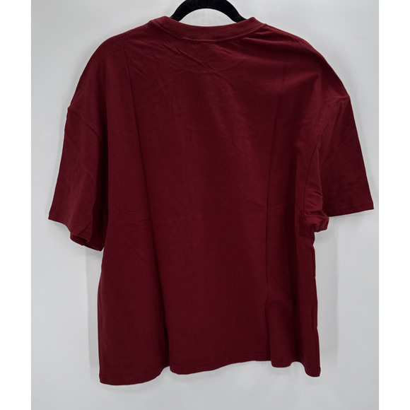 Mitchell & Ness Mens T Shirt Branded Script Burgundy Oversized Fit Medium - Picture 6 of 6